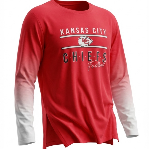 NFL gear Tops - Kansas City Chiefs Red and White Long Sleeve Tee